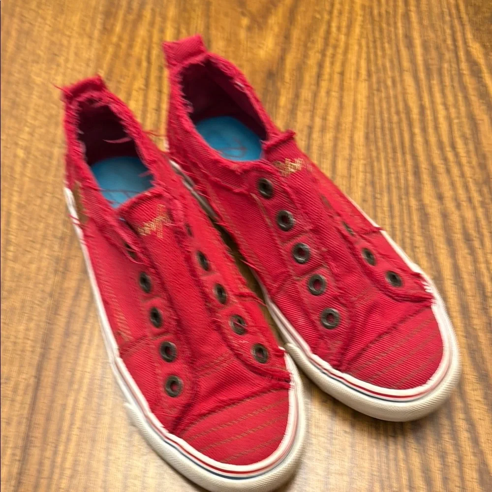 Blowfish Distressed Red Slip-On Canvas Sneakers